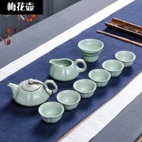汝窯茶具 茶具套裝10頭 開(kāi)片汝瓷功夫茶具禮品